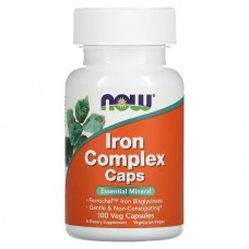 NOW Foods 雙甘氨酸鐵+當歸+葉酸+B12 血紅素鐵複方*100顆素食 Iron Complex* 溫和不便秘