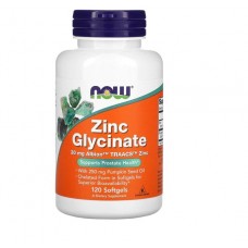 Now Foods  甘氨酸鋅+冷榨南瓜籽油   30mg/250mg *120粒 - Zinc Glycinate