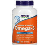 NOW Foods 天然深海魚油 Omega-3 ( EPA 180mg / DHA 120mg) --* 200 粒