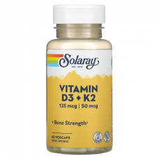 SOLARAY  維生素 D3 + K2  * 60顆素食膠囊 - 不含大豆   非活性 D3 + K2