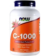 Now Foods 長效型維他命C +玫瑰果 -- 1000 mg * 250錠 -- C-1000 維生素C 