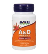  效期至2025/10月NOW Foods 維他命A  10000IU+ 維他命D-- 400IU * 100粒