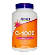Now Foods 維他命C-1000 含: 玫瑰果+生物類黃酮 1000 mg * 250錠 - 維生素C 