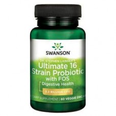 ** 效期至2024/05月*Swanson 超強16種益生菌 添加果寡糖 - 素食 (*60顆) - Ultimate 16 Strain Probiotic with FOS