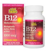 Natural Factors 高效力 維生素B12 -- 1000 mcg*180嚼錠 -- 維他命 B12, Methylcobalamin