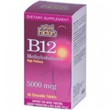 Natural Factors 高效力 維生素B12   維他命B12 -- 5000 mcg*60嚼錠 -- B12, Methylcobalamin